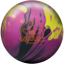 Warrant Solid Bowling Ball in Black, Magenta, and Yellow.